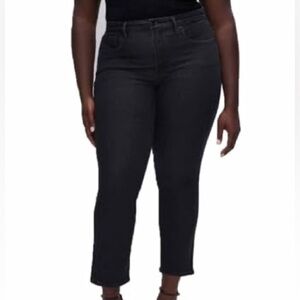 NWT Good American Women's Good Legs Straight High Rise Jeans Black Size 18
